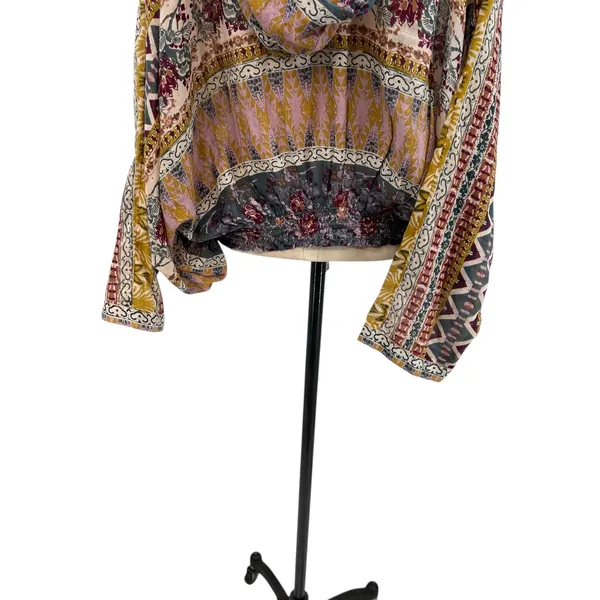 Free People Hold‎ On Tight Gauze Pullover Top Hooded Floral Paisley XS Small - Image 11