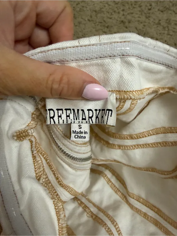 Women’s Jean White Strapless Flared Top - Image 3