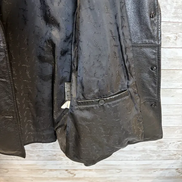 Vtg Wilsons Leather Maxima Womens M Jacket Black Leather Fitted 3 Button Y2K EUC - Image 5