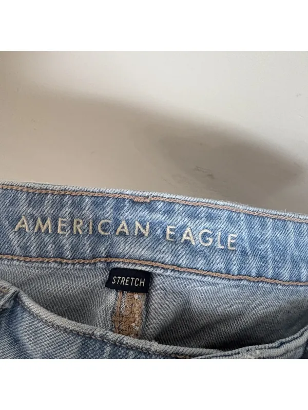 American Eagle Perfect Shortie Denim Shorts Womens 4 Light Wash Distressed AE - Image 3