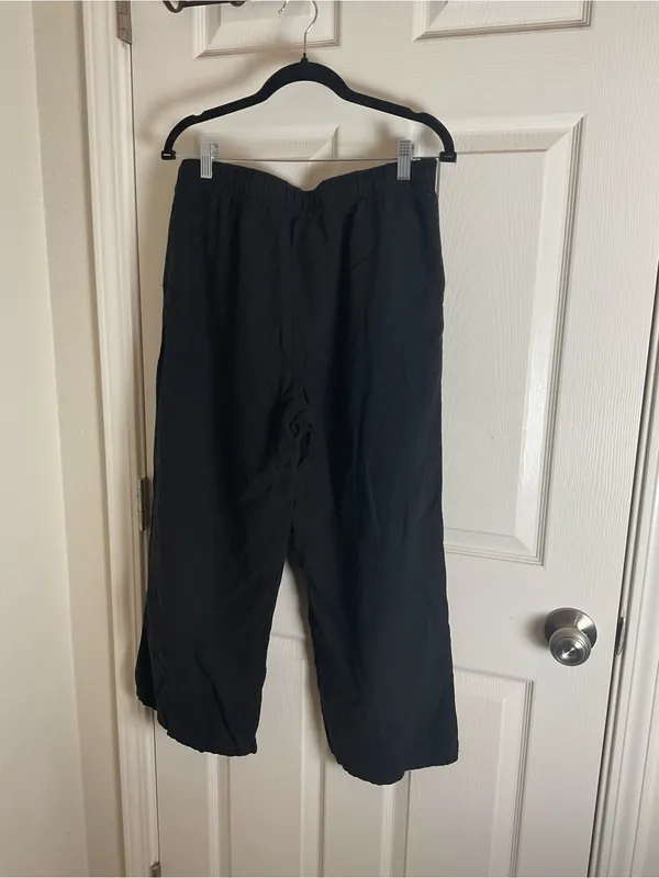 Ambiance Apparel Black Linen Blend Wide Leg Pants Size Large - Image 6