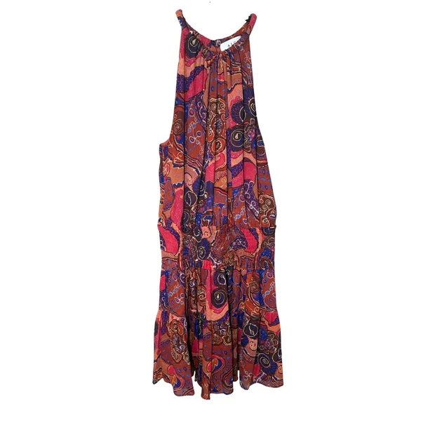 A.L.C. Cory Silk Sleeveless Mini‎ Dress High Neck Pink Cobalt Multi Size 6 - Image 2
