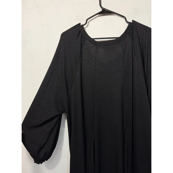 Natural Life ONE SIZE Black Dress 1/4 Length Sleeves Swing Dress - Image 7
