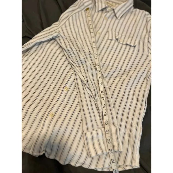 Madewell Perfect Fit Shirt Sz:M Coastal Striped Button Down crushed gauze finish - Image 5