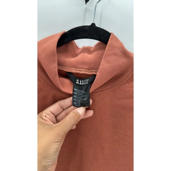 5.11 tactical WREN OVERSIZED FLEECE burnt orange size M mock-neck casual top - Image 5