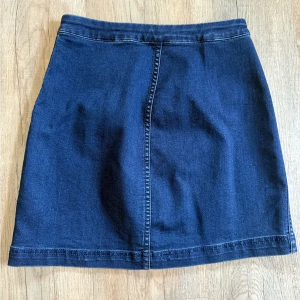 Free People Denim Skirt Size 4‎ A Line Full Zip Front Blue Jean Mini Skirt - Image 3