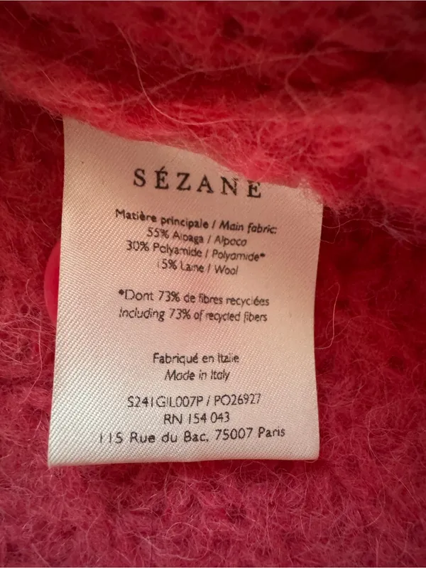 Sezane Basile Cardigan Pop Pink Alpaca Wool Chunky Knit Sweater XS - Image 9