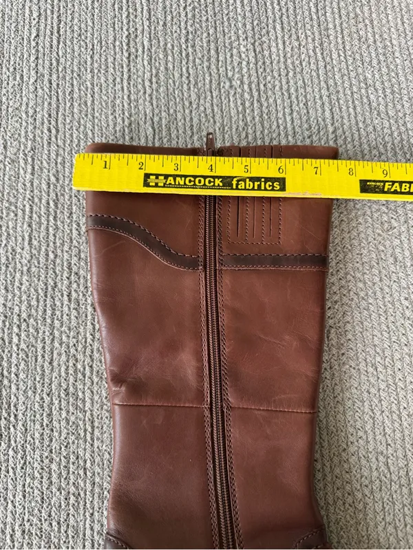 Clark’s Cognac Brown Leather Gold Buckle Tall Riding Boots Size 8 - Image 11