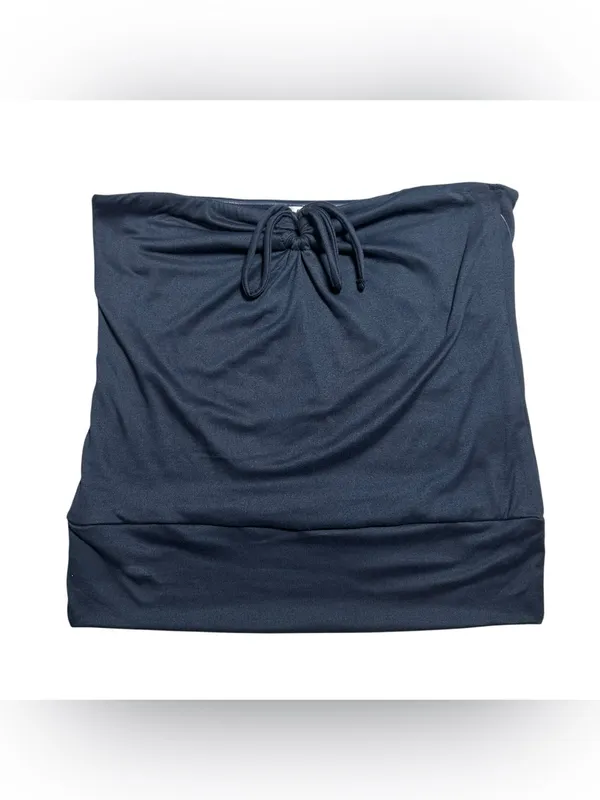 Electric Behaviour Navy Blue Strapless Ruched Tube Top XL NWT - Image 3
