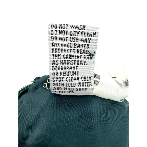 VTG 100% Silk Green Sequin Keyhole‎ Cocktail Dress Open Back Gold Bead Neck 2 - Image 6