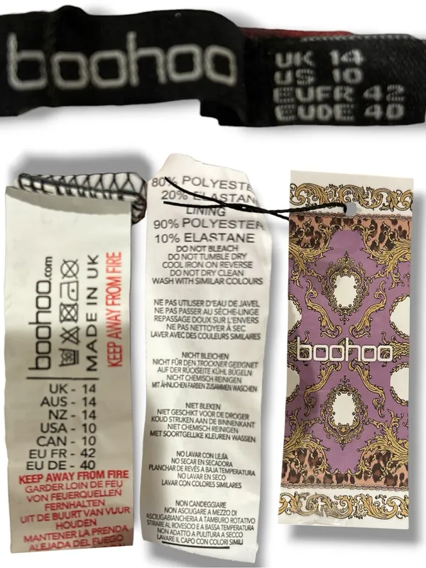 NWT Boohoo Leopard & Rose Print One Shoulder High Waist Bikini Set Size 10 - Image 5