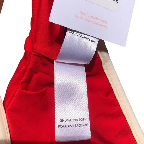 Andie Swim NWT The Bells Bikini Top Poppy Red White Trim Sporty Chic XL - Image 7