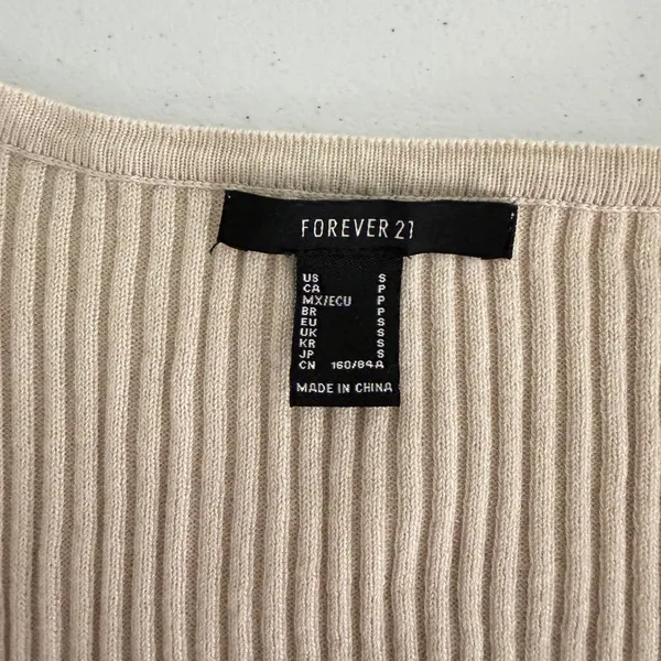 Maxi Bodycon Dress Womens Small Ribbed Knit Long Sleeve Scoop Neck Beige Tan - Image 5