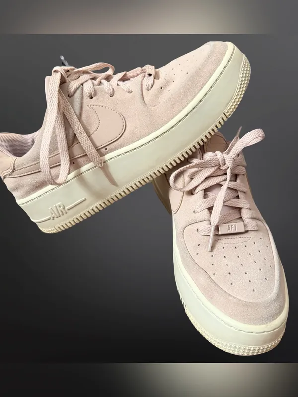 Nike Air Force 1 Sage Low Particle Beige Pink Beige Suede Platform Sneakers Sz 8 - Image 2