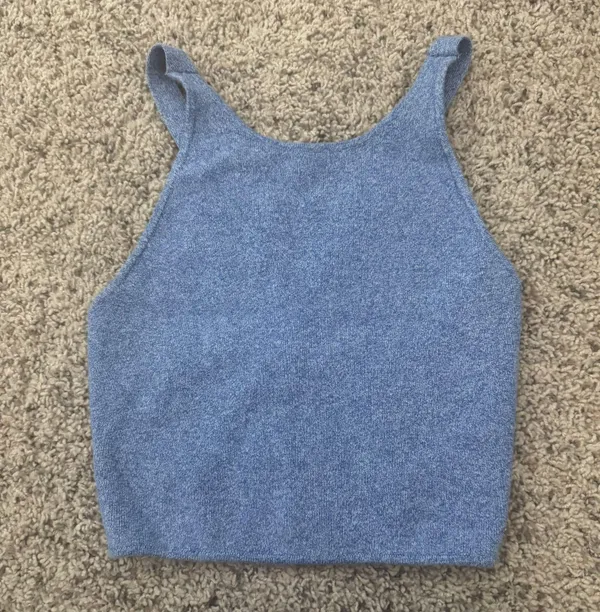 Lululemon American Apparel V Back Cotton Crop Tank, Blue Heather - Size XS - Image 2