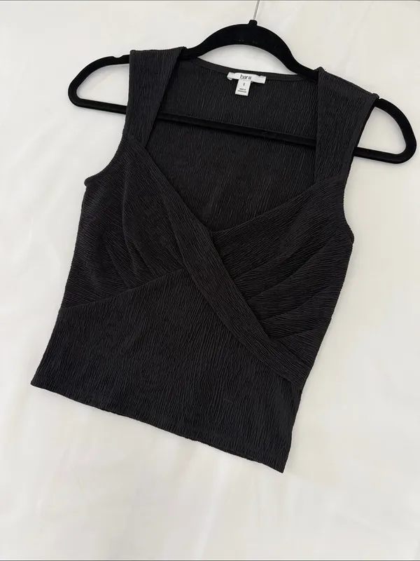Bar III Black‎ Textured Surplice Tank - Image 4