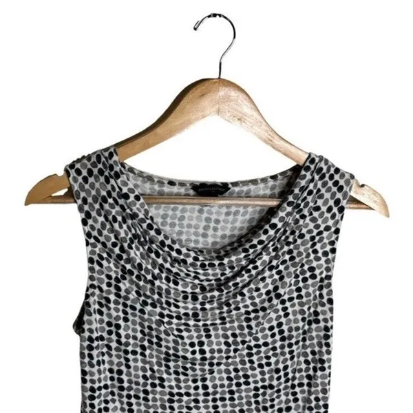 Banana Republic Cowl Neck Top Sleeveless Size XS Grey Oversized Polka Dot Office - Image 2