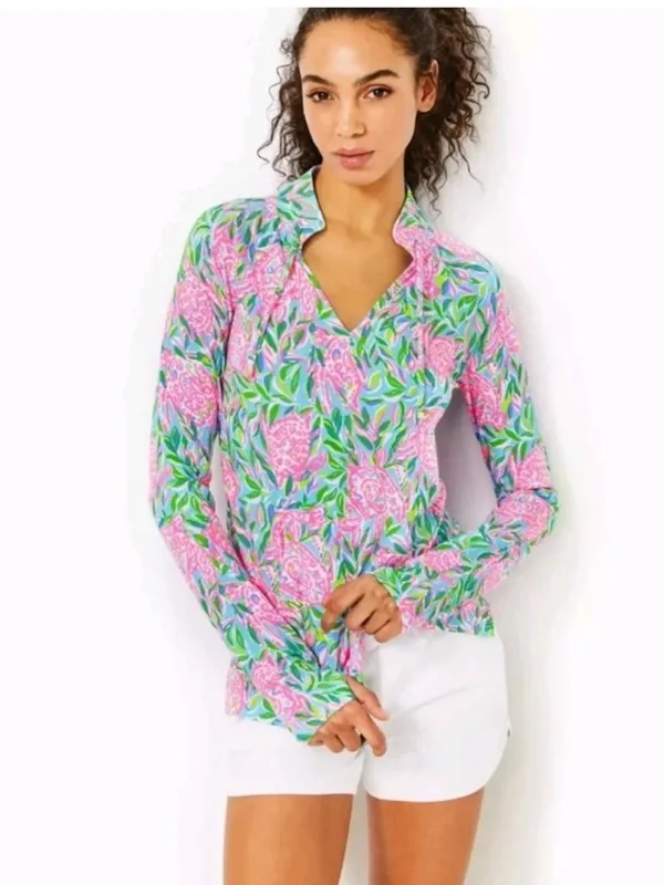 Lilly Pulitzer UPF 50+ Cassi Popover French Blue Turtley in‎ Love size small - Image 2