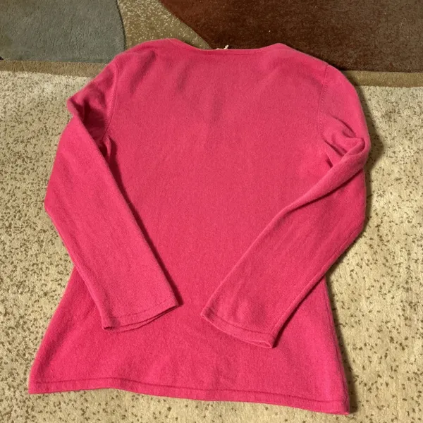 Caslon Cashmere Faux Wrap V-Neck‎ Sweater Womens S Pink Long Sleeve Ribbed Trim - Image 7