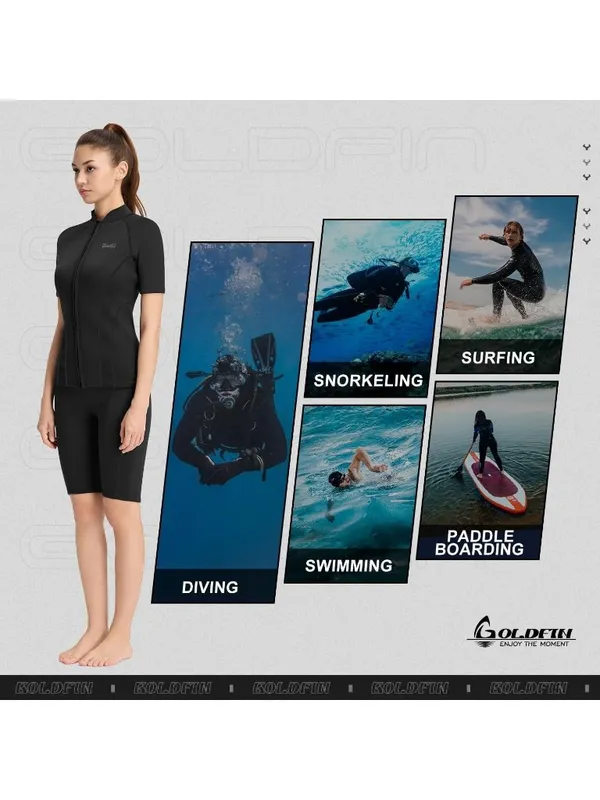 GoldFin Women Wetsuit Top Short Sleeve Swim Jacket Neoprene 2mm MEDIUM - Image 5