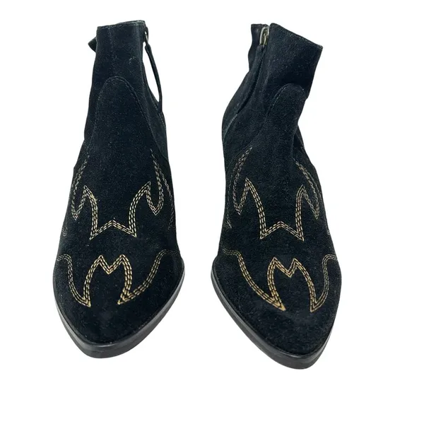 Matisse Vox Western Embroidered‎ Bootie in Black Suede Heeled Women's Size US 10 - Image 2