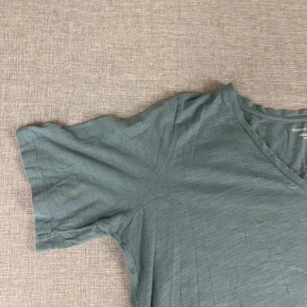 Eileen Fisher Shirt Womens M Blue V-Neck Short Sleeve Organic Cotton Jersey Top - Image 2