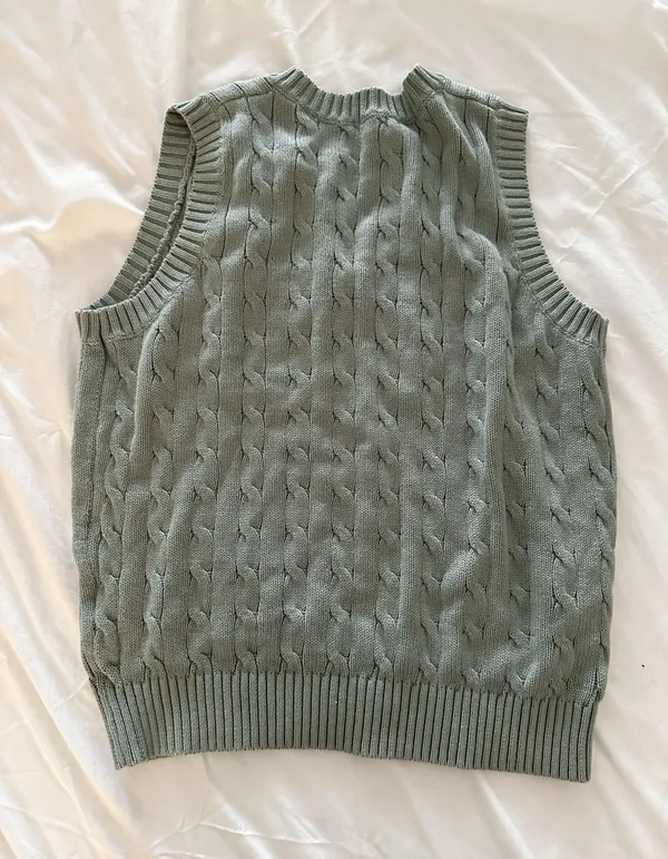 Brandy Melville Argyle Sweater Vest - Green - Image 2