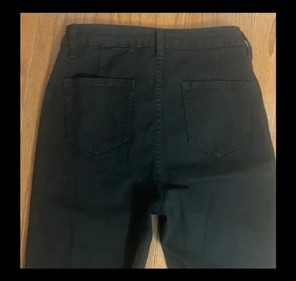Black high rise rugged jeans- Size Small -Tall. gently warn& are in excellent condition. measurements approximately 13” waste x 44” long x 10” rise. Non smoking home. priced to sell at as is condition. Don’t like my price, make reasonable offer! And thank you for checking my closet. - Image 4