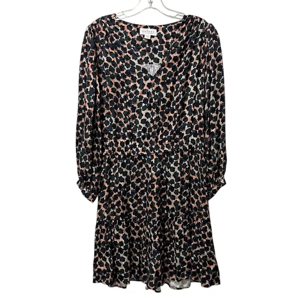 Velvet‎ by Graham & Spencer Mini dress V Neck Long Sleeve Size Medium Geometric - Image 2
