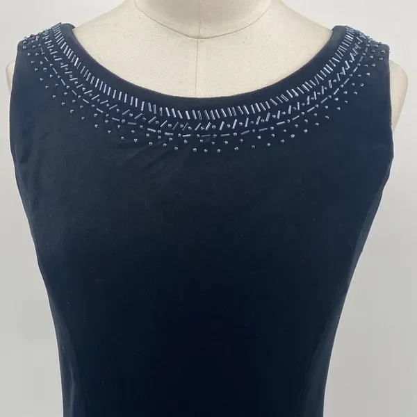 Vintage Y2k Velvet Gown Sleeveless Beaded Bateau Neck Mesh Godets Black Womens 4 - Image 5