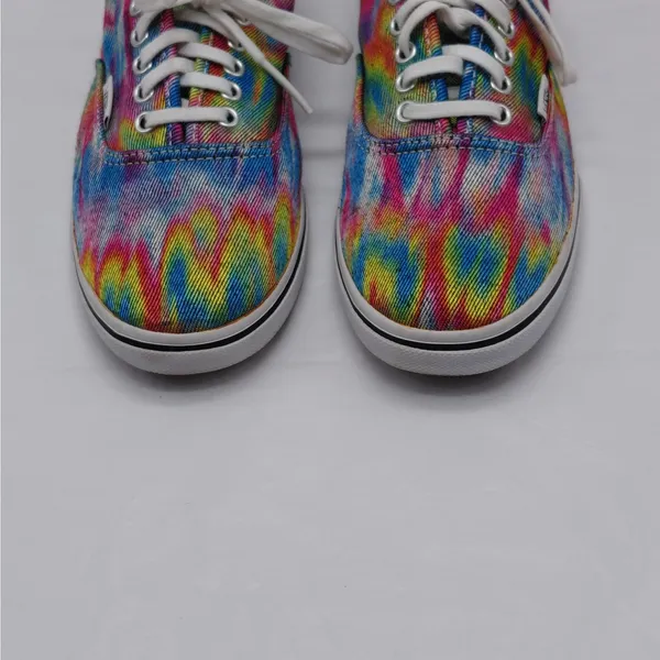 Y2K Vans Rainbow Tie-Dye Canvas Sneakers Women's 7 Skater Preppy Casual Shoes - Image 4