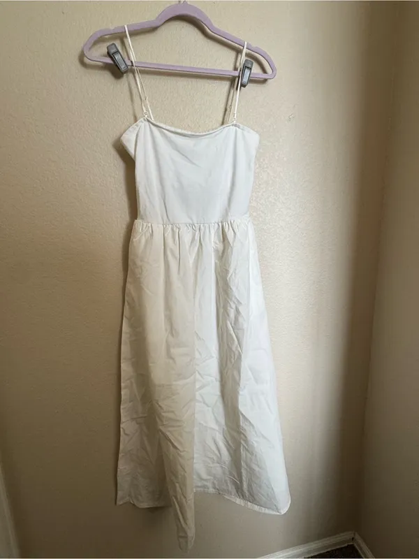 Gap Mixed Media Midi Dress Sz Small White‎ NEW strapless poplin summer cotton - Image 2