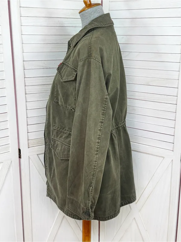 Levi’s Denim Military Utility Anorak Jacket Olive Green Small Full Zip Cotton - Image 2