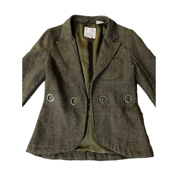 Triple Five Street Soul Jacket Womens M Used Brown Plaid 100% Wool Lined - Image 12