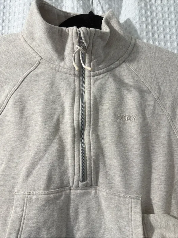 DKNY Sport Embroidered Logo Half Zip Pullover with Kanga Pocket Size XSmall - Image 3