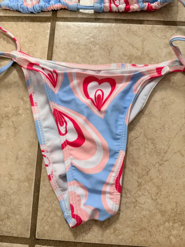 PacSun Swim Heart Print String Bikini + Matching Sarong - Image 2