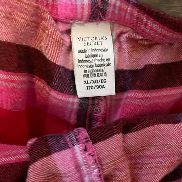 Victoria’s Secret Plaid Short Sleeve Shorts Pajama Set Red Pink White Black XL - Image 10