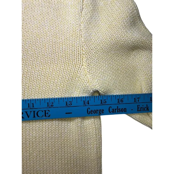 L L Bean‎ Light Yellow V Neck 100% Cotton Knit Sweater Long Sleeve Casual XS - Image 8