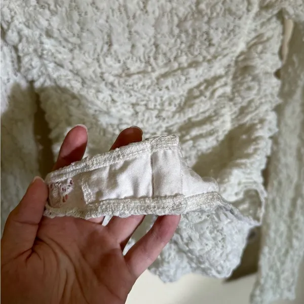 Free People Party Favor‎ Textured Turtleneck Bodysuit Sz Small in Ivory Cream - Image 8