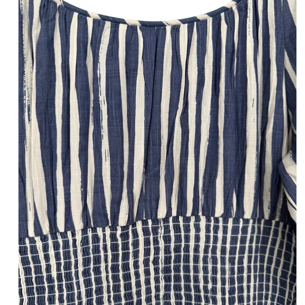 NWT Anthropologie Long Sleeve Sweetheart Midi Dress Blue Striped Size Small Boho - Image 9