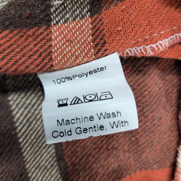 Womens‎ Shirt Size M Orange Plaid Flannel Button Down Long Sleeve Shaket Casual - Image 12