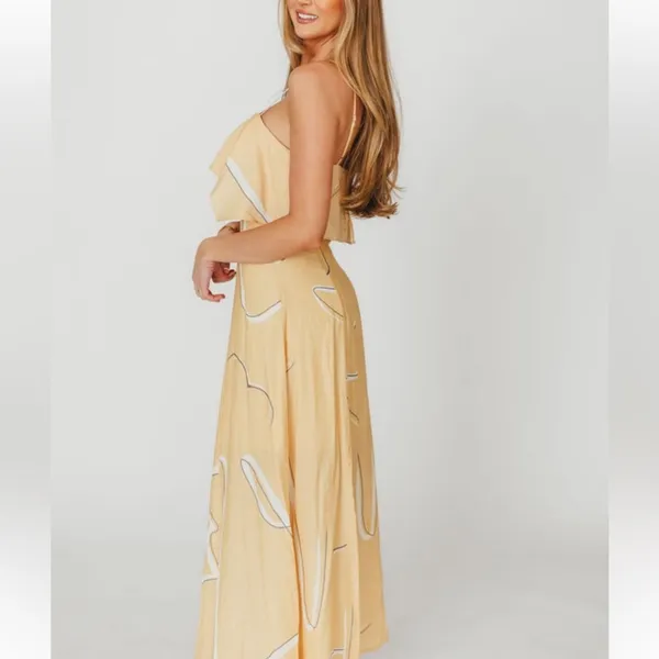 Yellow Ruffle Detail Maxi Dress - Image 4