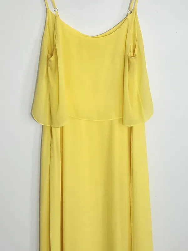 Gianni Bini Yellow Chiffon Maxi Sundress Size 10 Flaw - Image 3