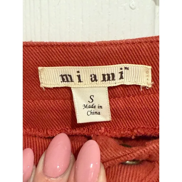 Fall Burnt Orange Cotton Denim Button Front Mini‎ Skirt Small WS30002 - Image 2