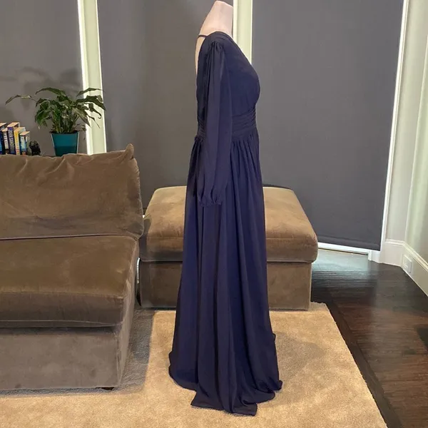 Women’s Blue Full Length V-Neck Corset Bridesmaid Dress Leg Split Size 14 - Image 5