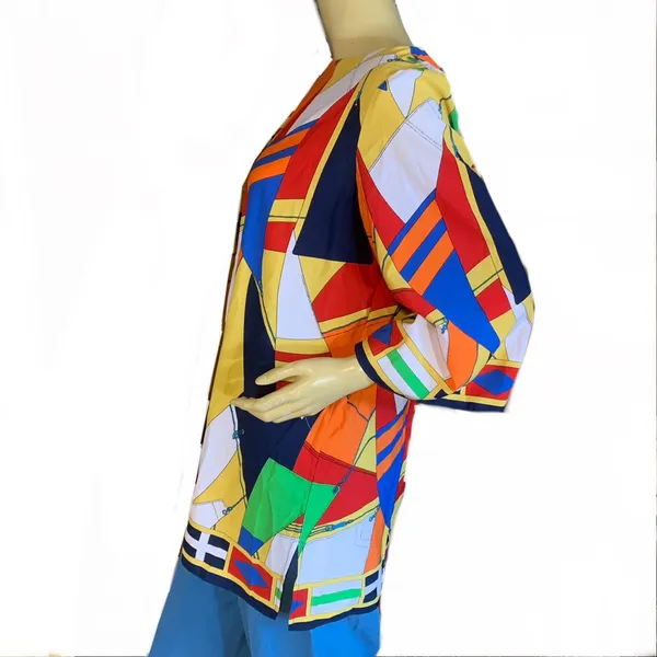 Lauren Ralph Lauren Bright Multi-Color "Sails" Nautical Theme Tunic Top (L) - Image 3