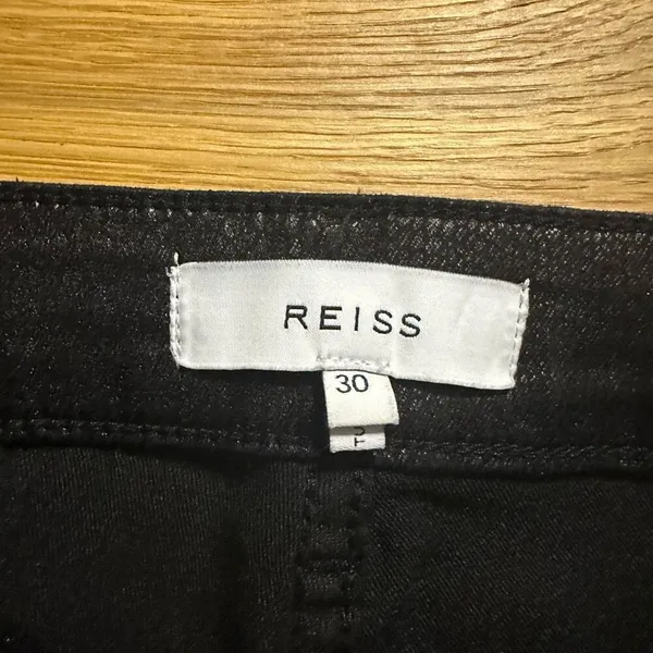 Reiss black coated animal print mid rise jeans pants 30 - Image 4