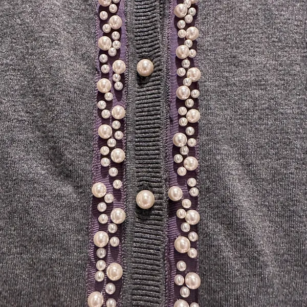 Zara Gray Pearl Embellished‎ Cardigan Sweater Size Small - Image 4
