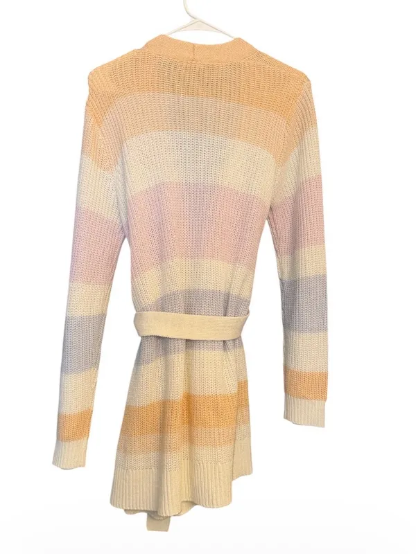 Fortune & Ivy Pastel Striped Knit Wrap Cardigan - Cream/Pink/Blue EUC - Image 2