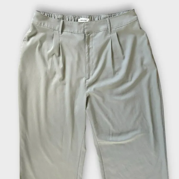 Abercrombie & Fitch Satin Wide Leg Pants Women’s XL Sage Green High Rise Pleated - Image 4